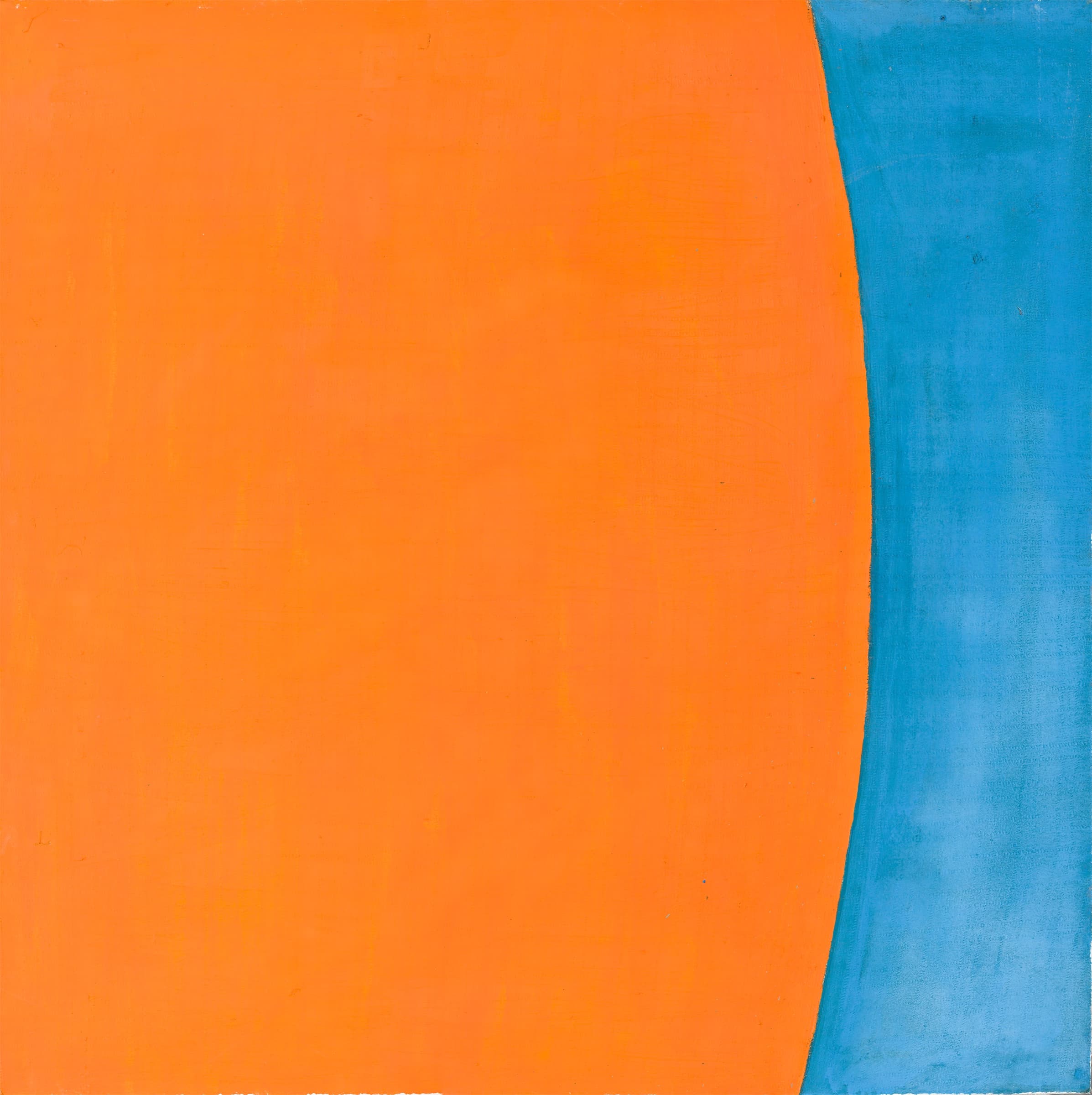 Abstract orange and blue composition divided by a curved boundary