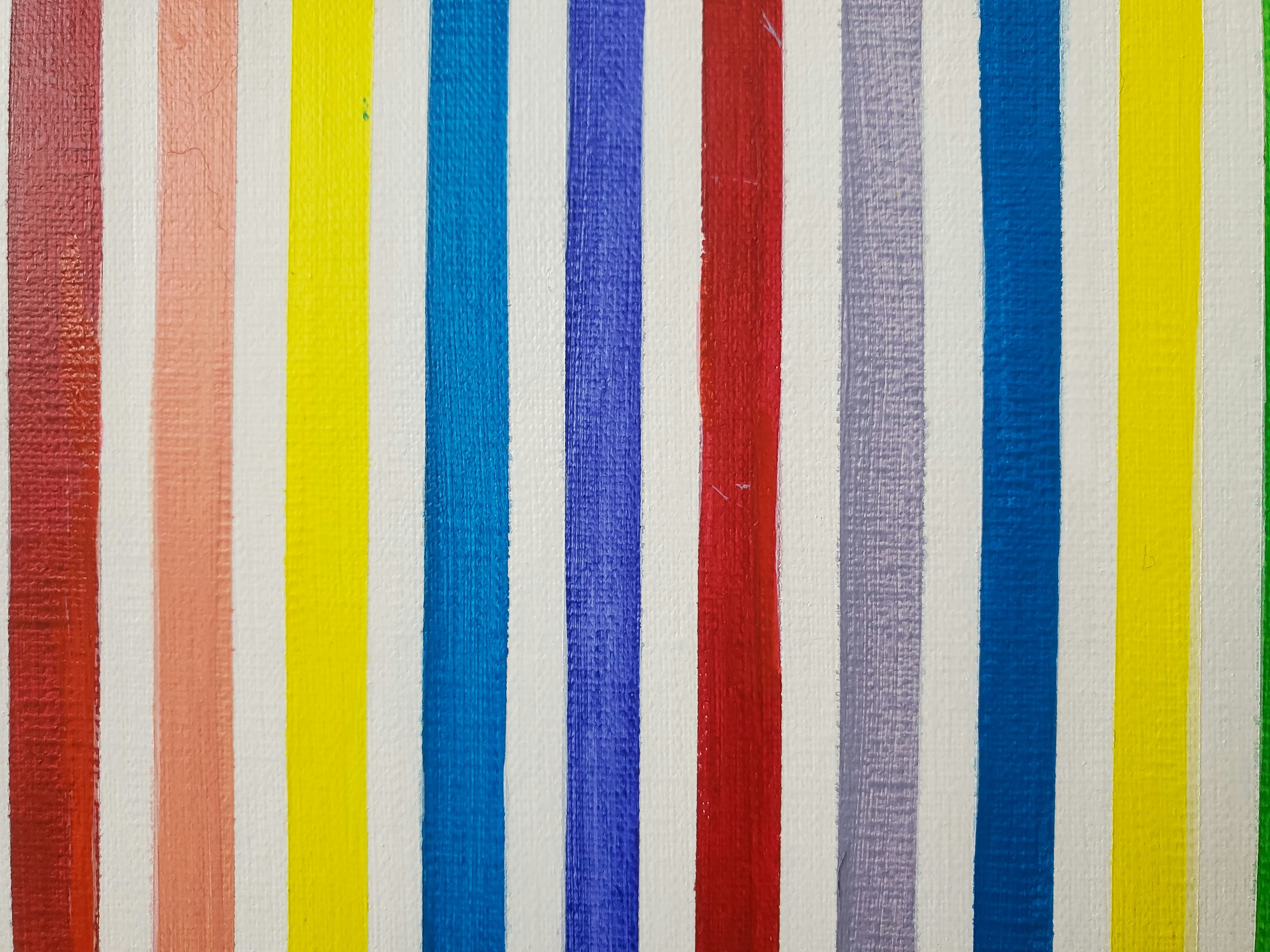 Parallel painted bands in distinct colors, held together within one composition.